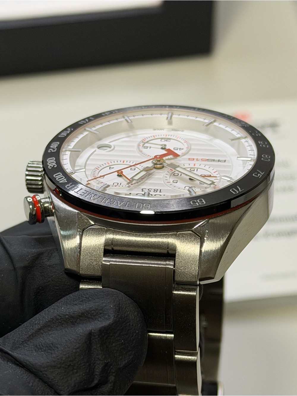 ((SOLD)) Tissot T-Sport PRS516 T100417A Chronograph Date White Dial 42mm Watch - Picture 5 of 15